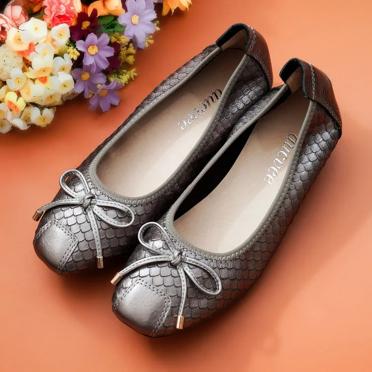 Genuine Leather Women Soft Flats Women Slip-on Shoes Square Toe Elegant Office Lady Shoes for Party Causal Baleriny Woman Loafer (54)