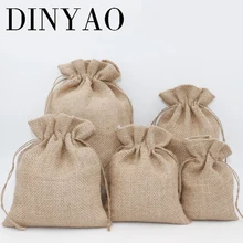 3 шт. 15x25 см кулиска Винтаж природных мешковины геси Рождество в загородном Свадебный логотип джут мешок подарков мешки для упаковки