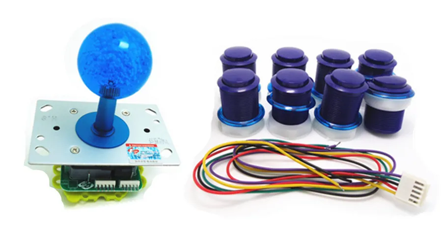 

1 kit of 1 blue top ball joystick and 8 duotone blue button for arcade game machine