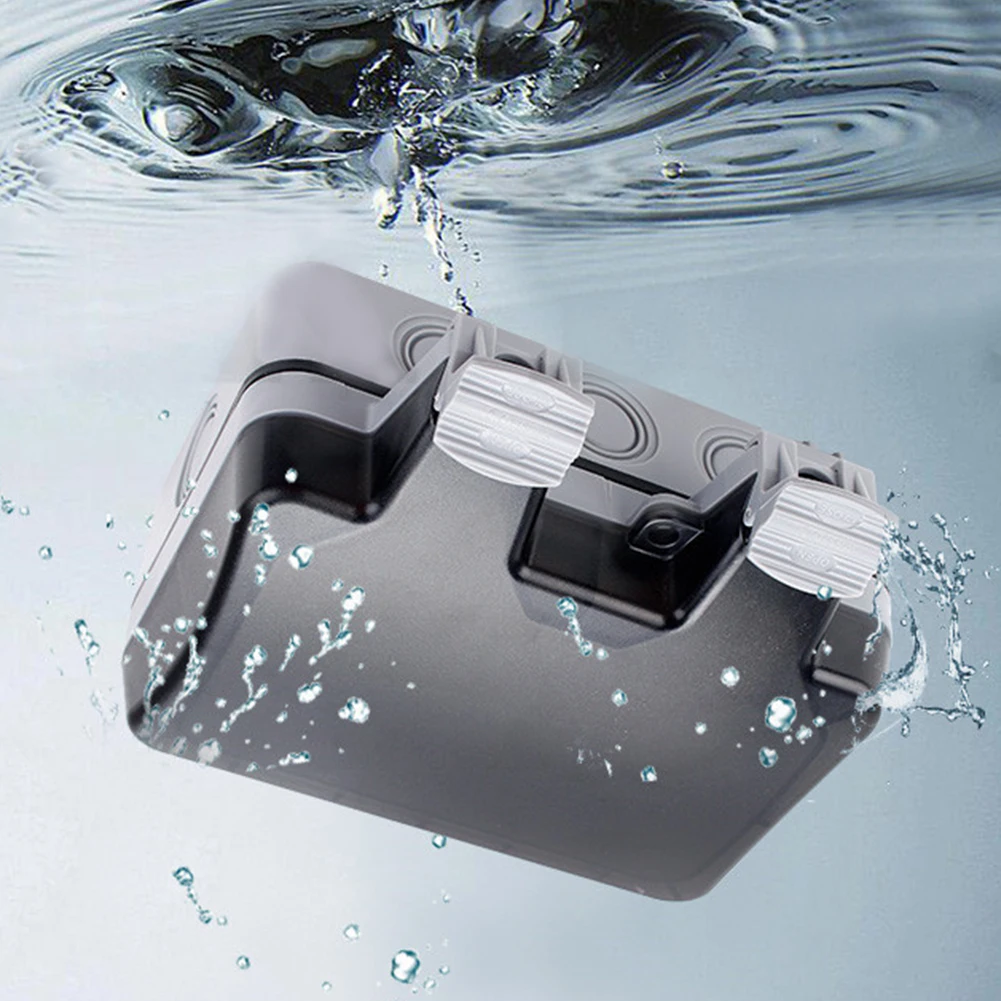 

13A Protection Switched Outdoor Socket With Cover IP66 Waterproof Electric Safe Outlet Box External Double Plug Power Wall Mount
