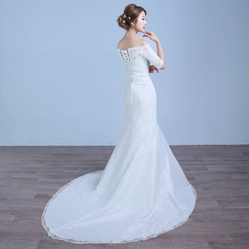 US $34.99 Lamya Lace Mermaid Wedding Dress Lace Gown Real Images Vintage Dresses Wedding Dresses Free Shipping Half Sleeves Sexy Plus Size