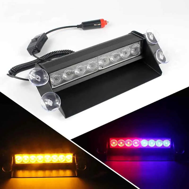 8 LED Strobe Flashing Deck high Power Warning light RED/BLUE RED Amber POLICE EMERGENCY Fireman Flashing Fire Flash Car Truck construction site solar powered red amber blue safety warning flashing light