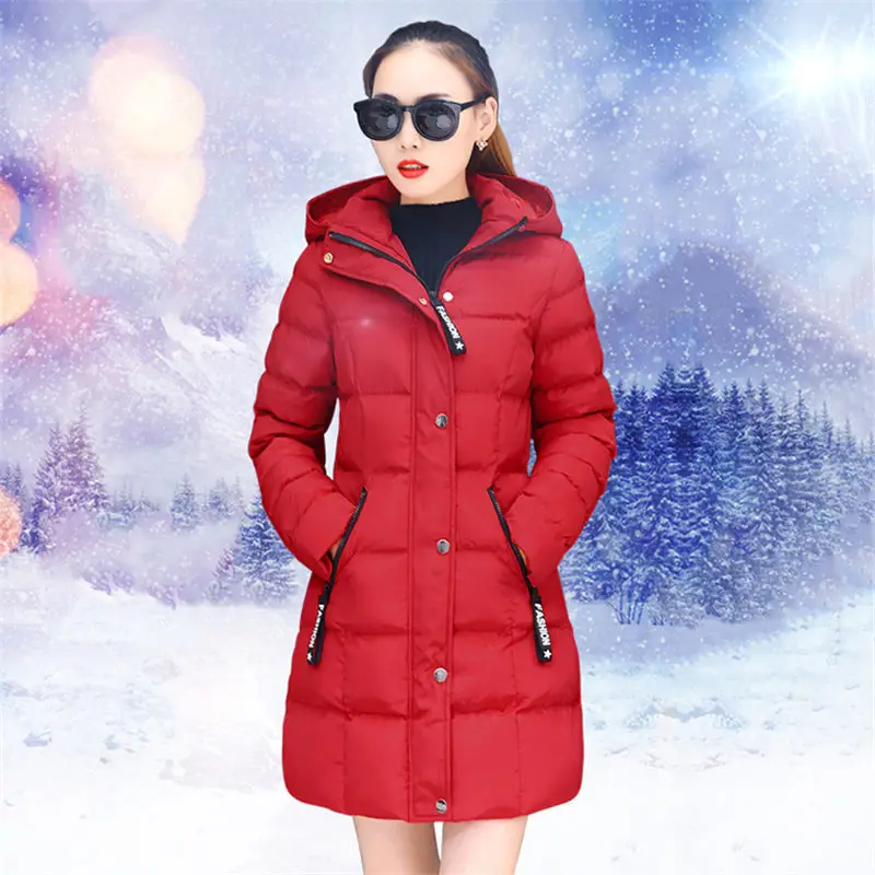 

2019 Parka Winter Jackets Female Fashion Thick Long Parka Warm Down Cotton Coat Slim Hooded Winter Women Jacket Plus Size A1170