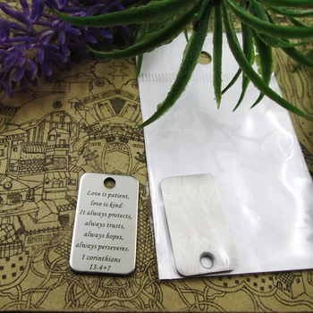 

20pcs--"Love is patient, love is kind...."stainless steel charms 5 styles for choosing DIY Charms for necklace bracelets