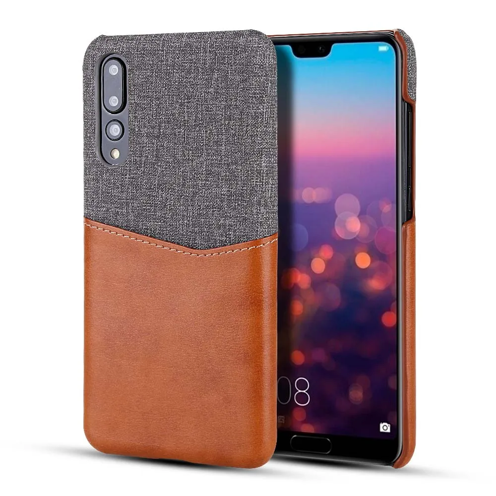 Case For Huawei P20 Fabric Splice High Grade PU Leather With Card Slot Shockproof Cover for Pro Fundas Coque |