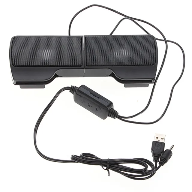 LEORY High Quality 1 Pair Mini Portable Clipon USB Stereo Speakers line Controller Soundbar for Laptop PC Computer with Clip