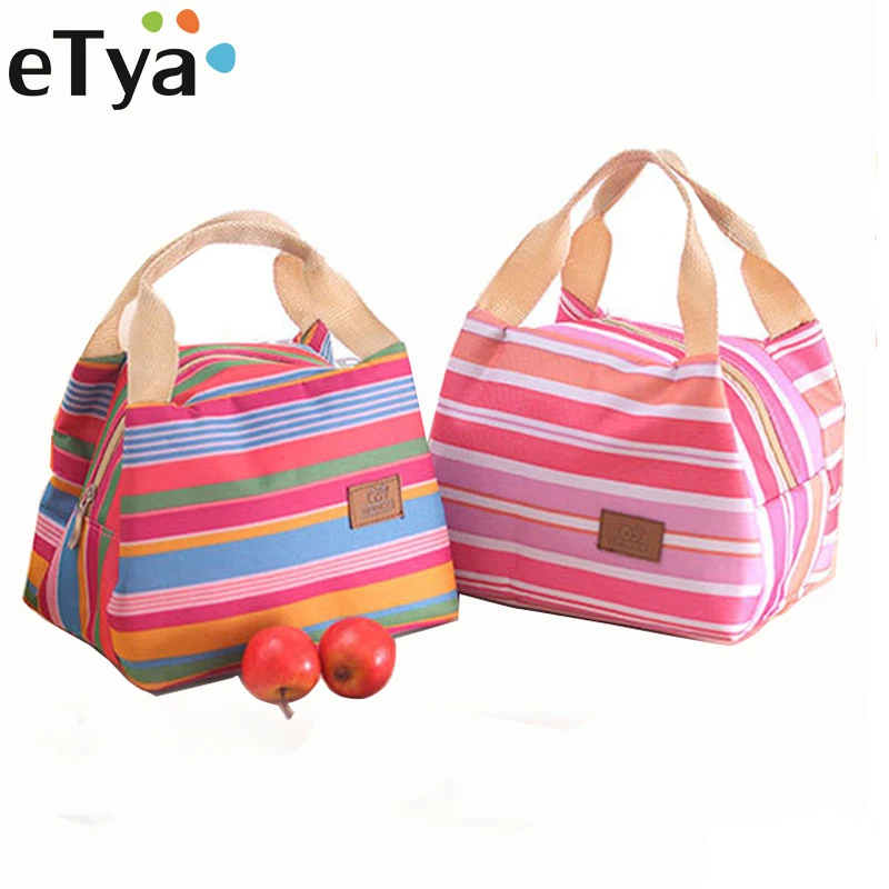 eTya Fashion Stripe Insulated font b Lunch b font font b Bag b font Fresh Cooler