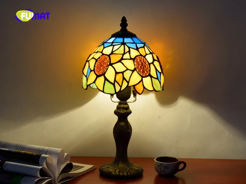 7Sunflower Stained Glass Tiffany Table Lamp