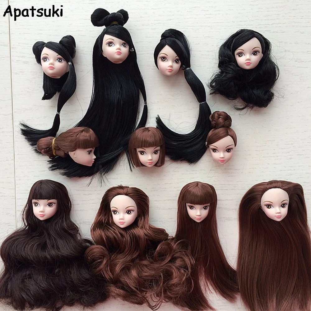 

Kids Toy High Quality Doll Head with Black Brown Hair DIY Accessories For Barbie Doll Doll Heads For 1/6 BJD Doll House