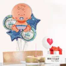 Воздушные шары из алюминиевой пленки для маленьких мальчиков и девочек, 5 шт./компл., воздушные шары из фольги, вечерние шары для новорожденных на день рождения