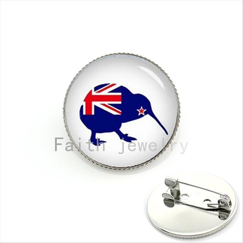 

Cute animal pture brooch jewelry New Zealand navy blue kiwi bird with flag pattern pture pins birthday gift for kids KC468