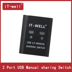 IT-well USB 2,0 концентратор 2 порта/4 порта концентратор ручной Обмен Переключатель адаптер Коробка на сканер Stampante 2/4 компьютеры доля принтера