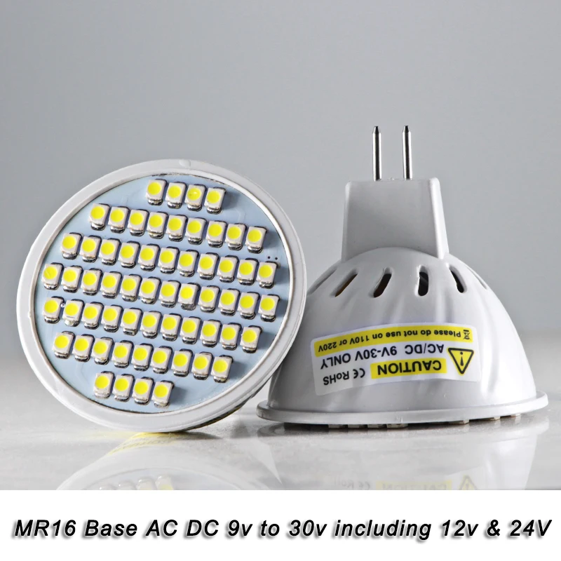 Ампулы Светодиодный точечный светильник MR 16 лампы 3 Вт smd 2835 60 светодиодов Ac Dc 12 v 24