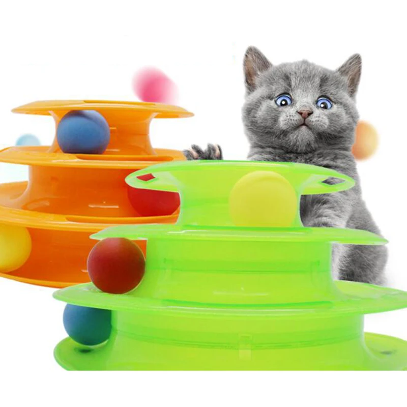 

Funny Pet Toys Cat Crazy Ball Disk Interactive Amusement Plate Play Disc Trilaminar Turntable Cat Toy