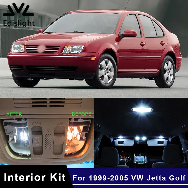 Us 14 93 40 Off Edislight 15pcs Canbus Led Lamp Car Bulb Interior Package Kit For 1999 2005 Vw Golf Mk4 Gti Volkswagen Jetta Map Dome Door Light In