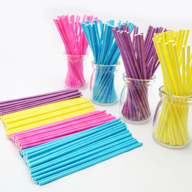 

100pcs Colorful Lollipop Stick 15CM Papen Cake Pop Sticks for Lollypop Lollipop Candy Chocolate Sugar Cudgel Pole Handle RodE020