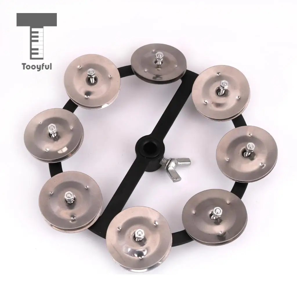 Professional Hi Hat Tambourine with Single Row Steel Jingles Percussion Instrument