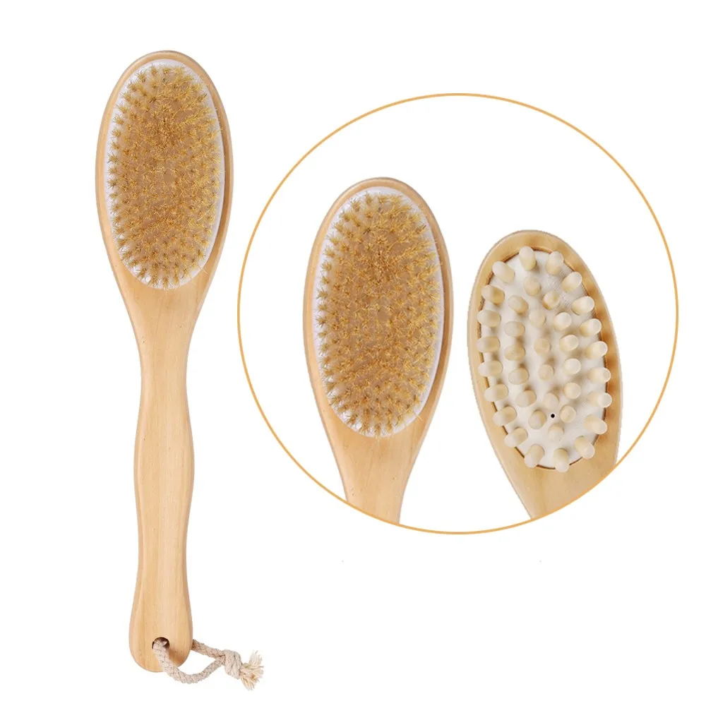 Good quality Double sided natural bristle body brush Massage Brush bath