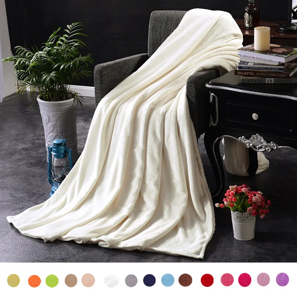 

50*70cm Super Soft Warm Solid Warm Micro Plush Fleece Blanket Throw Rug Sofa Bedding Nov10
