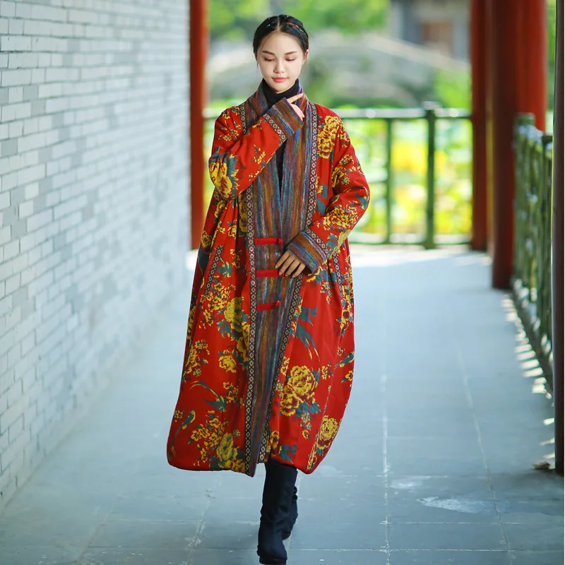 

Johnature Winter Parka Women Jacket Coat 2019 New Vintage Robe Long Sleeve High Quality Warm Women Clothing Thick Print Coat