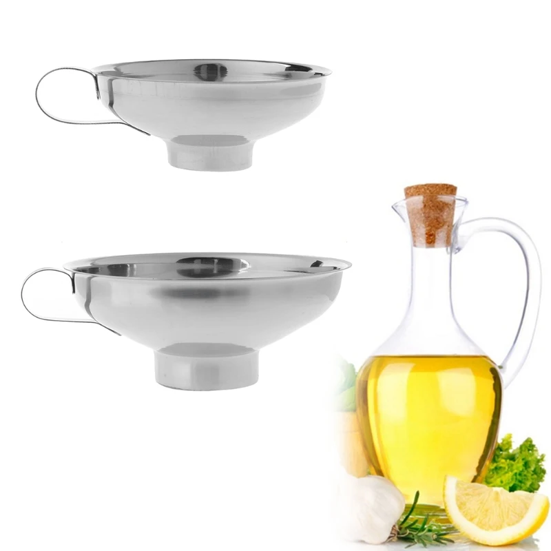 

Stainless Steel Wide Mouth Canning Funnel Cup Hopper Filter Kitchen Tools 2 Size
