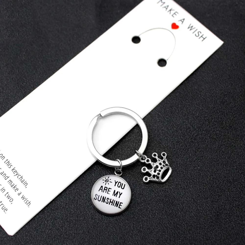

You Are My Sunshine Imperial Crown Keychains Moon Keychain Key Chains Keyring Women Men Unisex Jewelry Best Friends Lover Gift