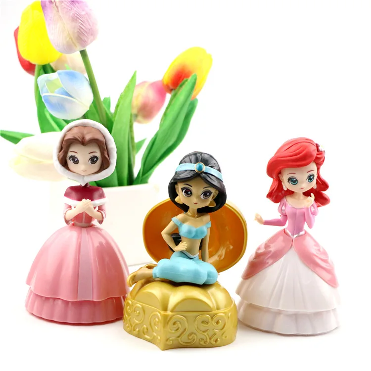 

Three Disney Princess surprise twist eggs can be replaced by Princess Belle Alice Latin Jasmine Girl Gift Toy Model to display