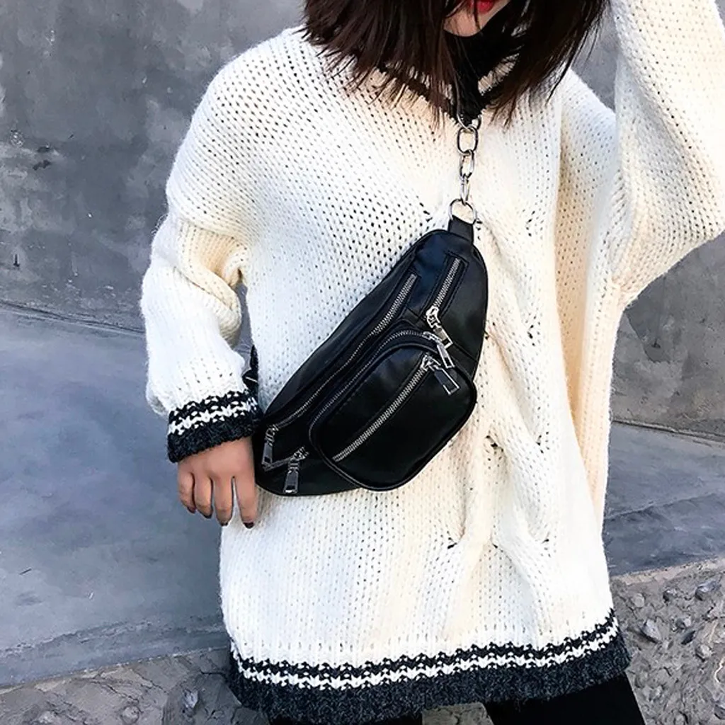 

Women bag Waist Packs Ladies Leather Unisex Shoulder Waterproof Banana Bags Phone Crossbody Chest Strap zip beach Handbag sac