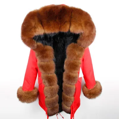 Maomaokong Новая женская зимняя длинная куртка, теплая Модная куртка с воротником из лисьего меха с подкладкой из меха енота, парка, пальто - Цвет: Colour 20