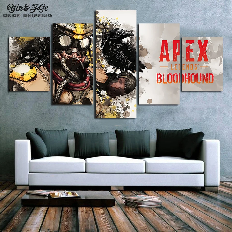 

Popular Canvas Painting Wall Art Print Abstract Poster 5 Set Video Apex Legends Shooting Modular Game Pictures Home Decoration