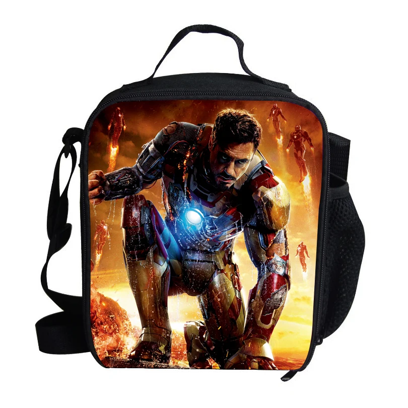 Модная сумка для ланча с героями мультфильмов для детей Мстители герой Супермен Халк железная сумка-холодильник для мальчиков школьная детская