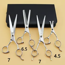 7,0 дюймов уход за домашними животными четыре ножницы один набор, резка ножницы, истончение ножницы, изогнутое лезвие круглые ножницы