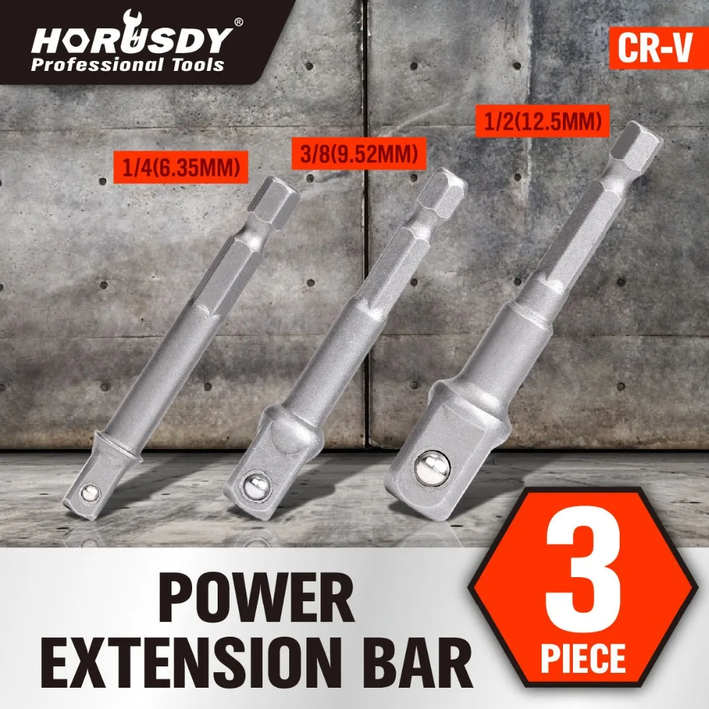 

HORUSDY 3PC Socket Bit Adapter Drill Nut Driver Power Sleeve Connecting Rod Extension Bar Set 1/4 3/8 1/2 Power Tool Accessorie