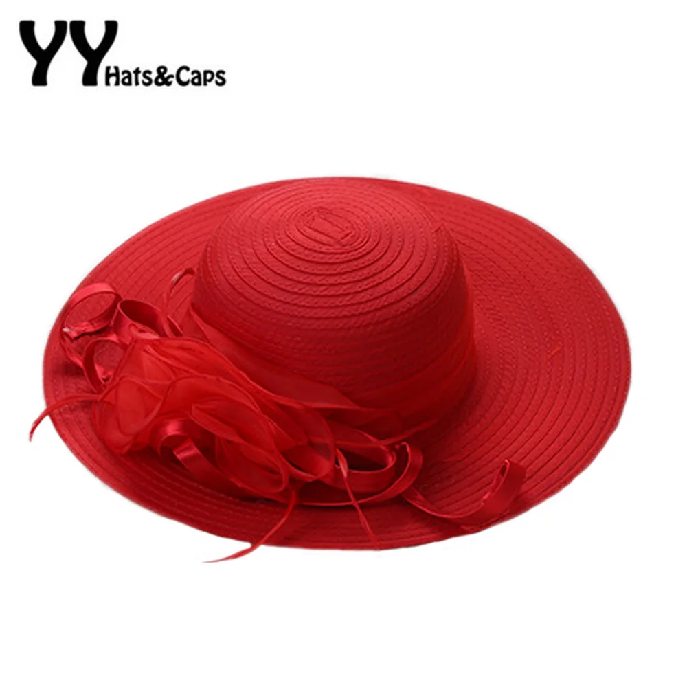 Elegant Tea Party Hat for Women Summer Yarn Kentucky Derby Hats Lady