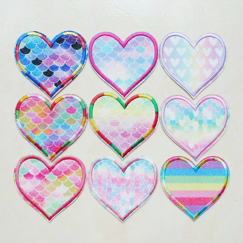 

Colorful LOVE Heart Cute Cartoon DIY Embroidery Iron On Patches Stickers For Clothes Iron on Applique Sequin Badge Decoration
