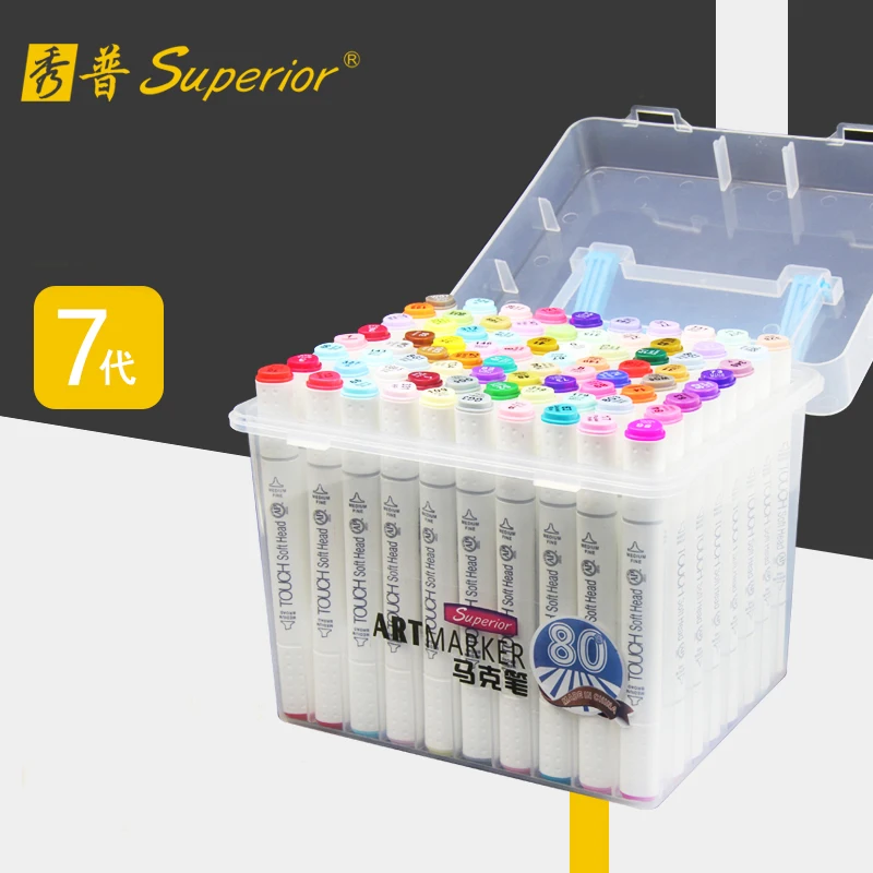 

Superior 60/80/216 Color Alcohol Based Art Markers Dual Headed Artist Sketch Markers Pen For Animation Manga Drawing