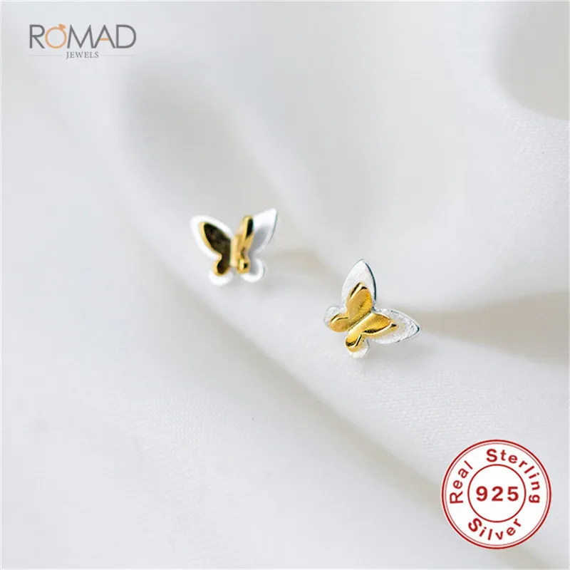 

Romad Double Butterfly Earrings For Women 925 Sterling Silver Gold Color Stud Earrings Fine Jewelry Gifts