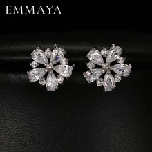 Роскошь emmaya милый цветок маленькие серьги гвоздики с цирконием камень для женщин подарок на день рождения бижутерия