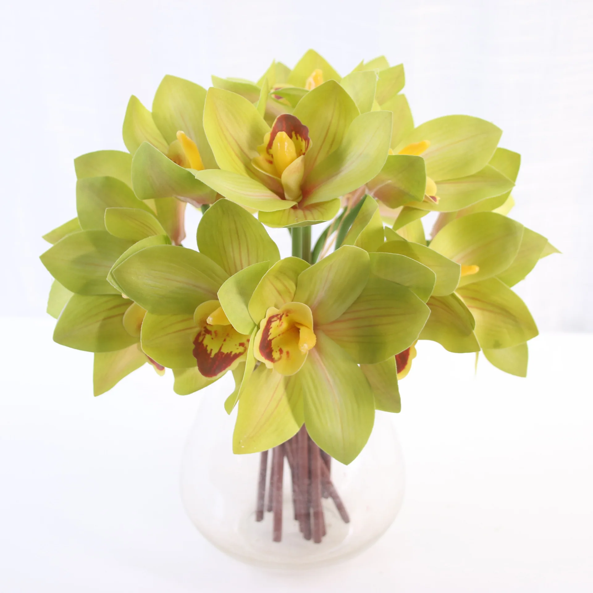 

2pcs per lot real touch orchid cymbidium artificial flower 4 heads home table wedding decoration european fake flowers
