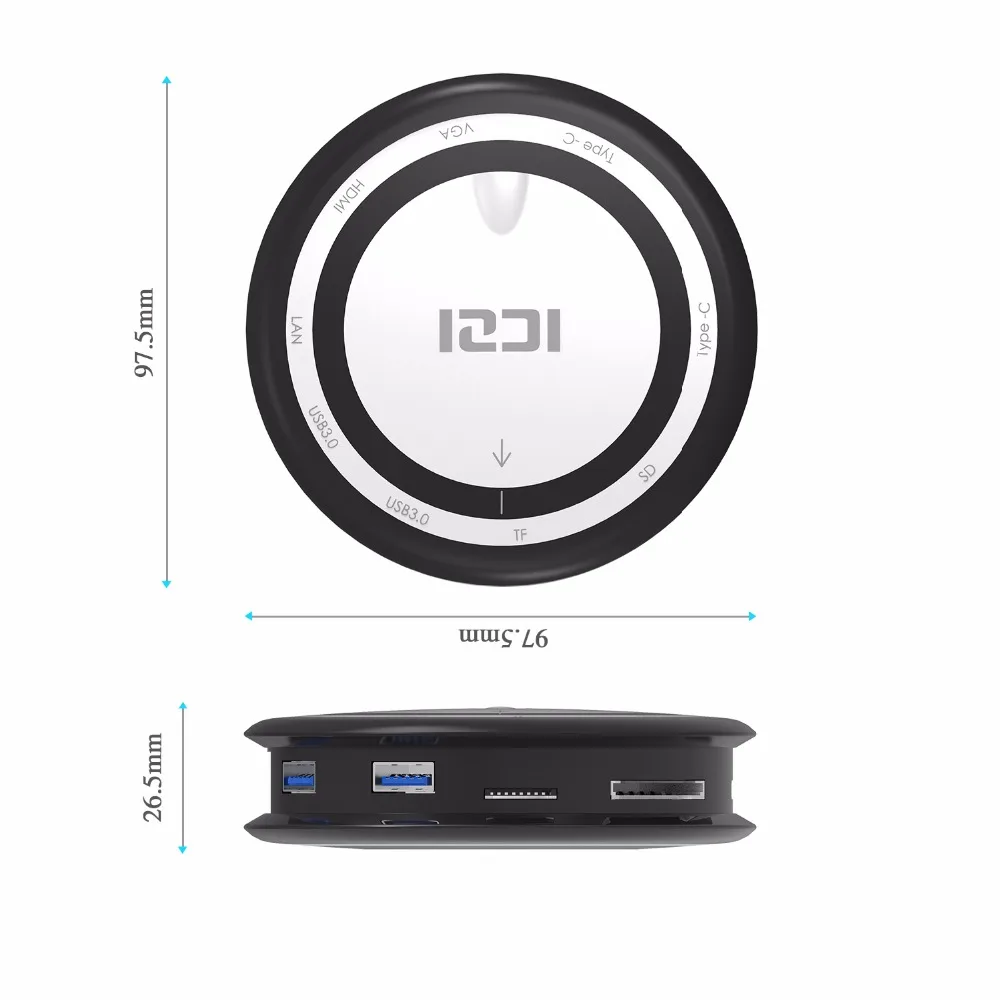 9 in 1 Type C Hub Multifunction USB C Hub USB 3.0 Adapter H D M I VGA TF/SD Ethernet RJ45 for MacBook 2017 Pro Chromebook