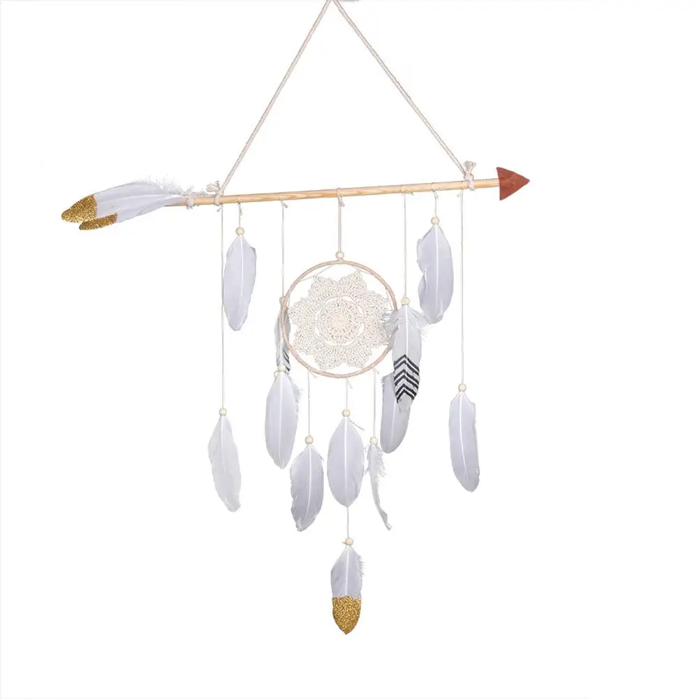 

1pc Hanging Hand Crafts Wind Chimes Dream Catcher with Feathers Wooden Arrow Car Home Wall Hanging Decoration Ornament