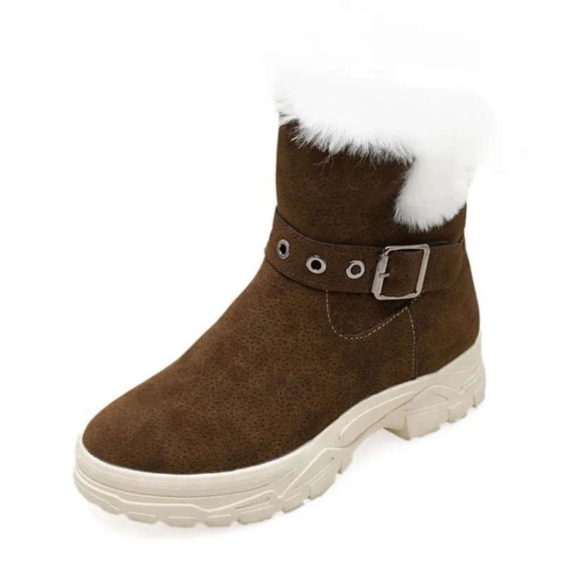 COOTELILI Warm Fur Ankle Boots For Women Winter Shoes Buckle Rubber Platform Fleece Snow Boots Women Comfortable Shoes Female  (3)