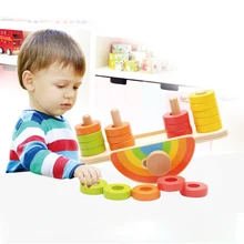 Детский баланс игра Пазлы Детские Монтессори игрушки Деревянные красочные бусины Seesaw раннее образование подарок на день детей