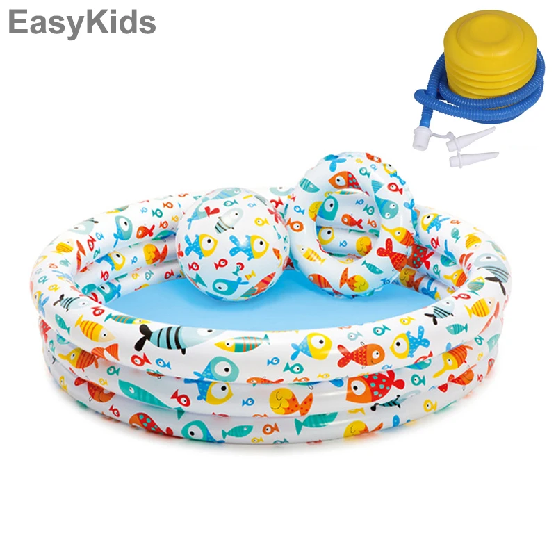 Inflatable Foldable Swimming Pool with Swim Ring Beach Ball Set Kids Water Play Mat Swim Rug Game Fun Toys For Baby Seaside (5)