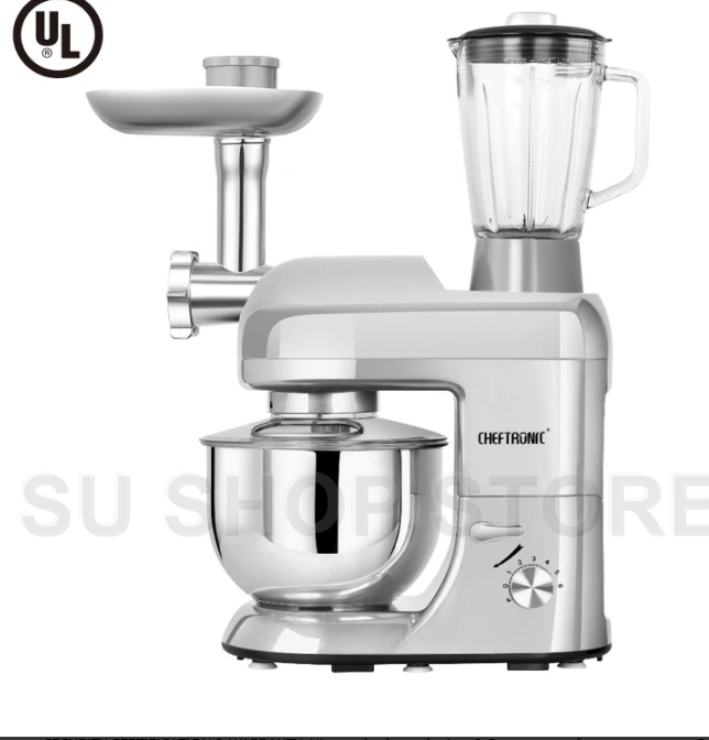 CHEFTRONIC миксер SM-1086 1000 Вт 5л чаша 6 скоростей с наклонной головкой Многофункциональный кухонный Электрический миксер(красный - Цвет: Серый