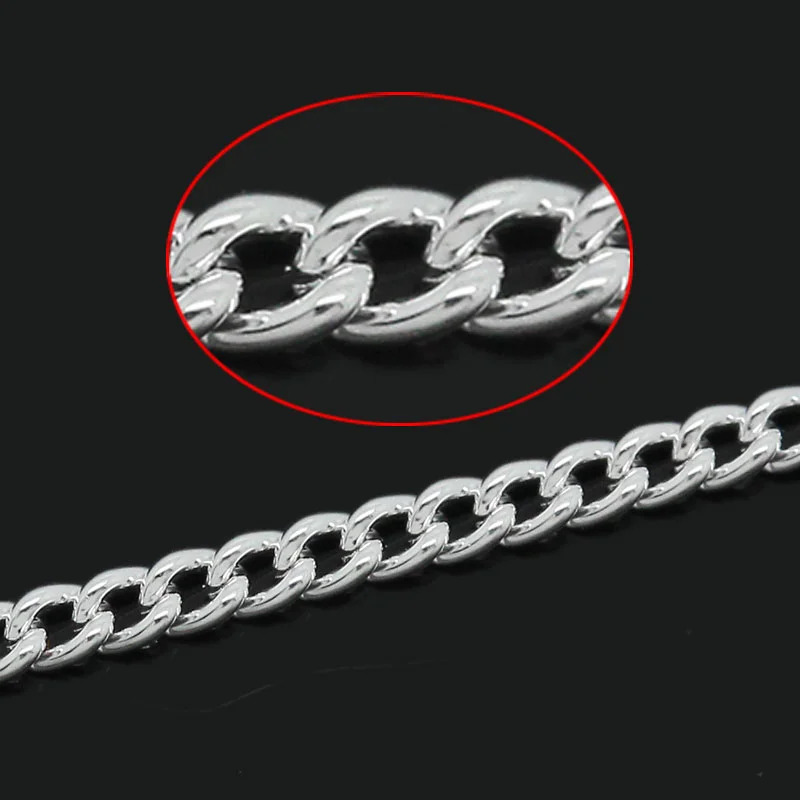 

8SEASONS Wholesale - Link-Soldered Chains Findings Oval silver-color 2mm x 1.5mm,10M (B30799)