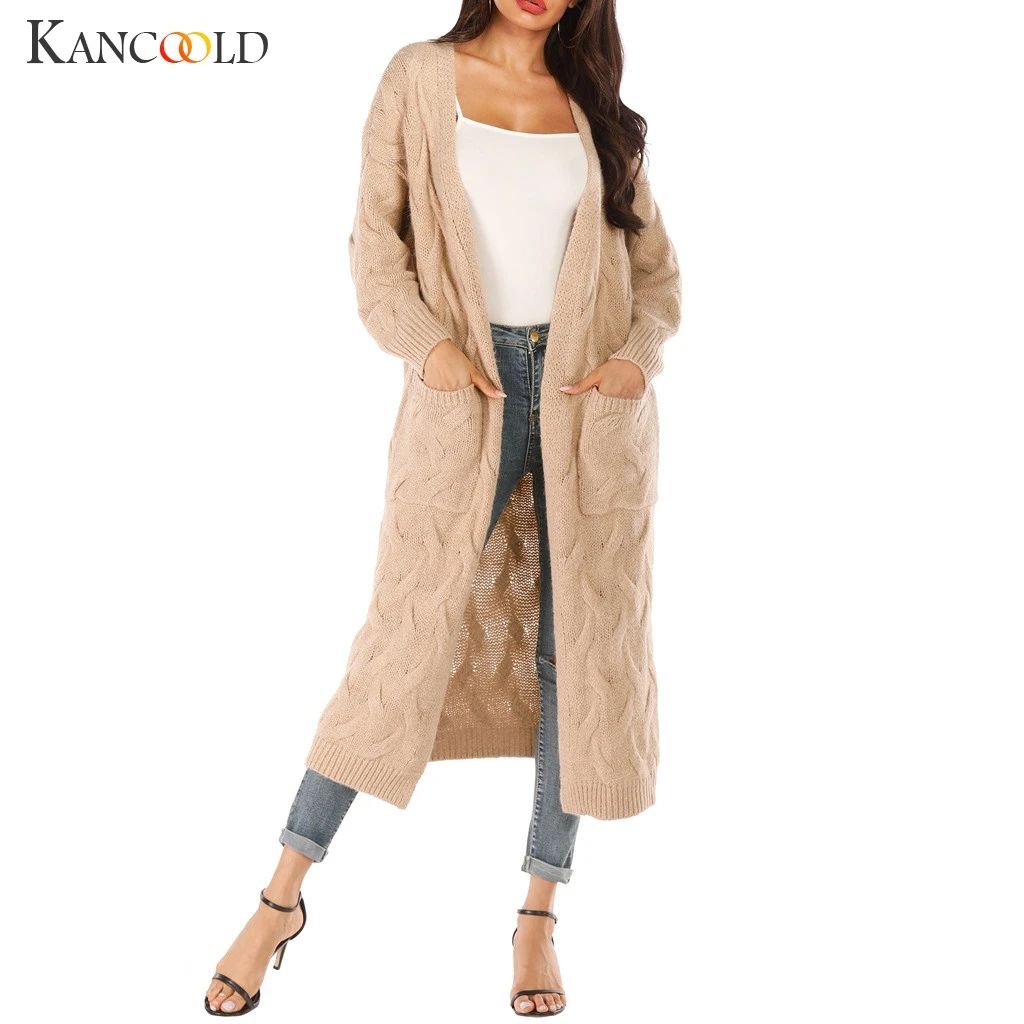 

KANCOOLD coats new Long Sleeve Knitting Open Cape Coat Kimono Jacket Cardigan Casual fashion woman coats and jackets 2019JUL17