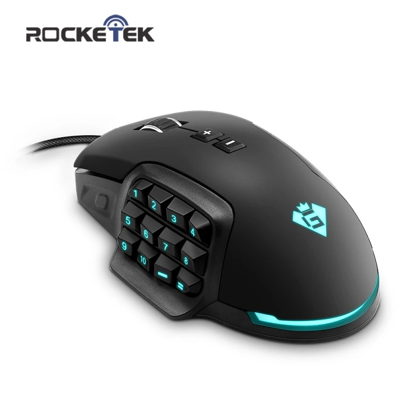 Rocketek Проводная игровая мышь USB 24000 dpi 16 кнопок RGB лазерная программируемая игровая мышь с подсветкой эргономичная для ноутбука компьютера - Цвет: Gaming Mouse