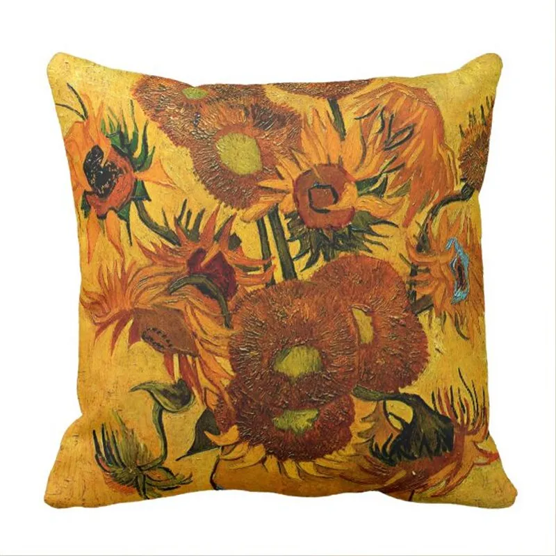 Чехол с 15 подсолнухами Ван Гога|van gogh pillow|pillow casethrow pillow cases |