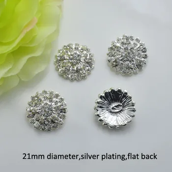 

(J0442) 21mm diameter elegant rhinestone metal button,silver plating,flat back